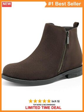 Suede Chelsea Ankle Boots Flat Low Heel Side Zip Casual Dress Booties